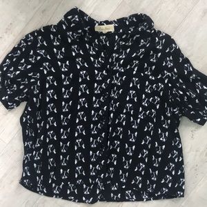 Love Notes Cropped Short Sleeve Button-Down